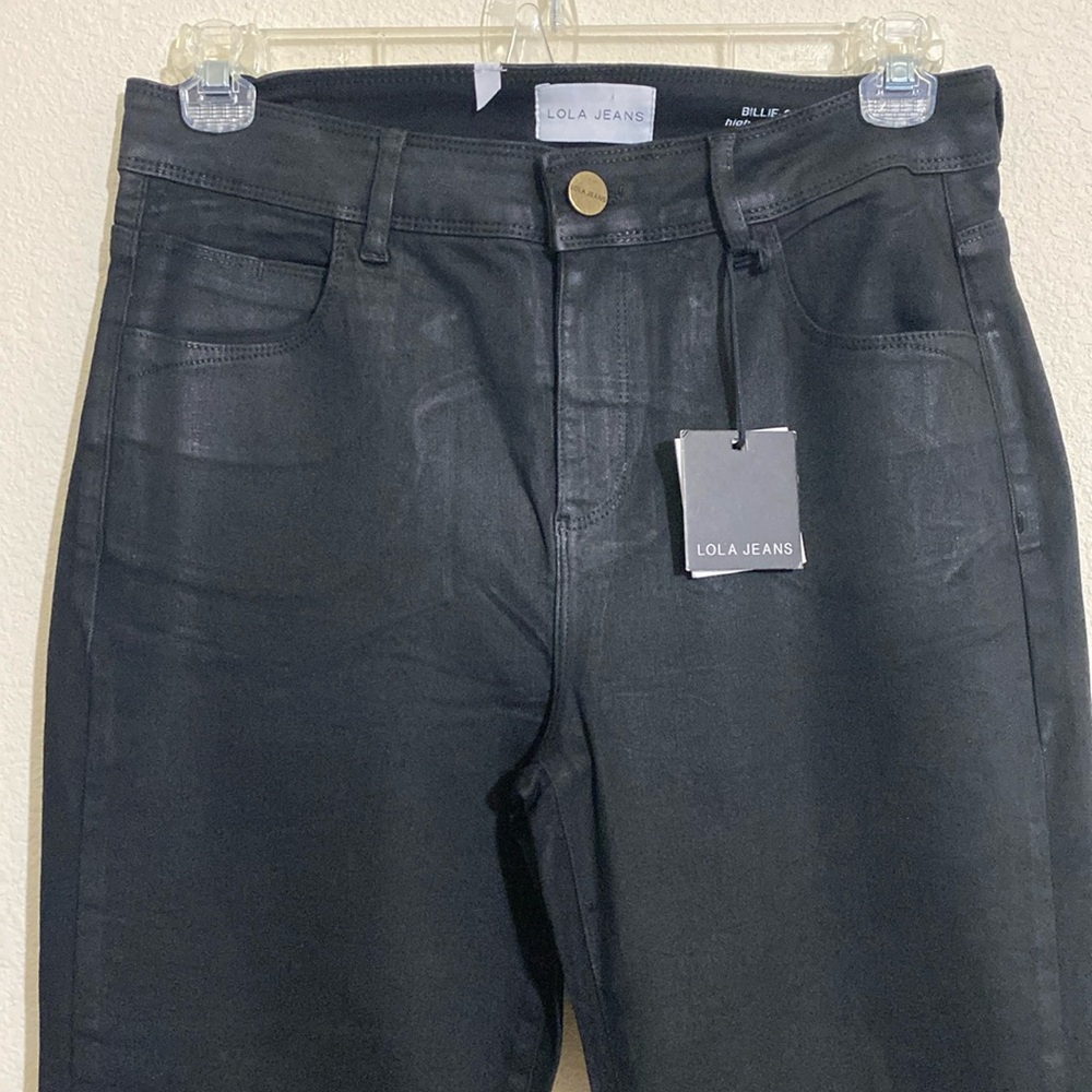 LOLA Jeans Billie-CBLK High-rise Bootcut Coated Black Jean Pants Women's Size 30